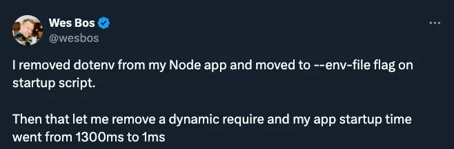 Wes Bos Tweet about --env-file