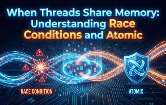 Contains the title of the post: When Threads Share Memory: Understanding Race Conditions and Atomics