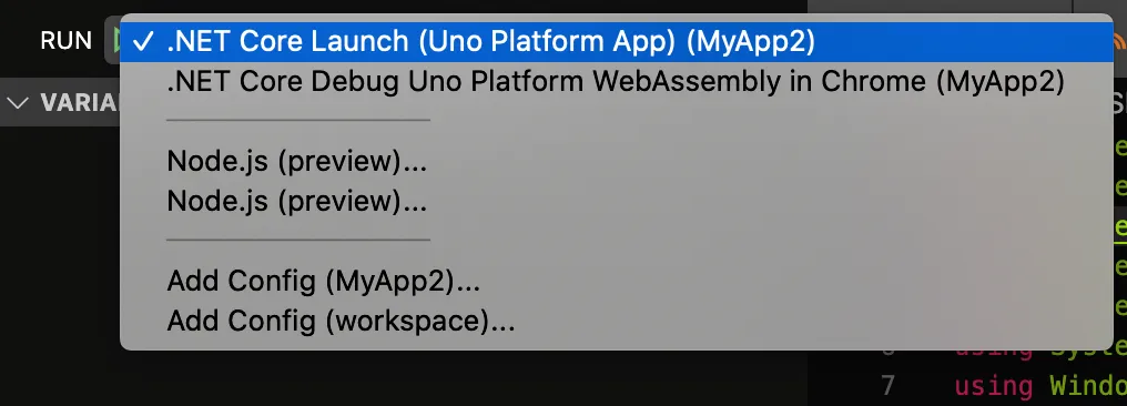 .NET Core Launch (Uno Platform App)