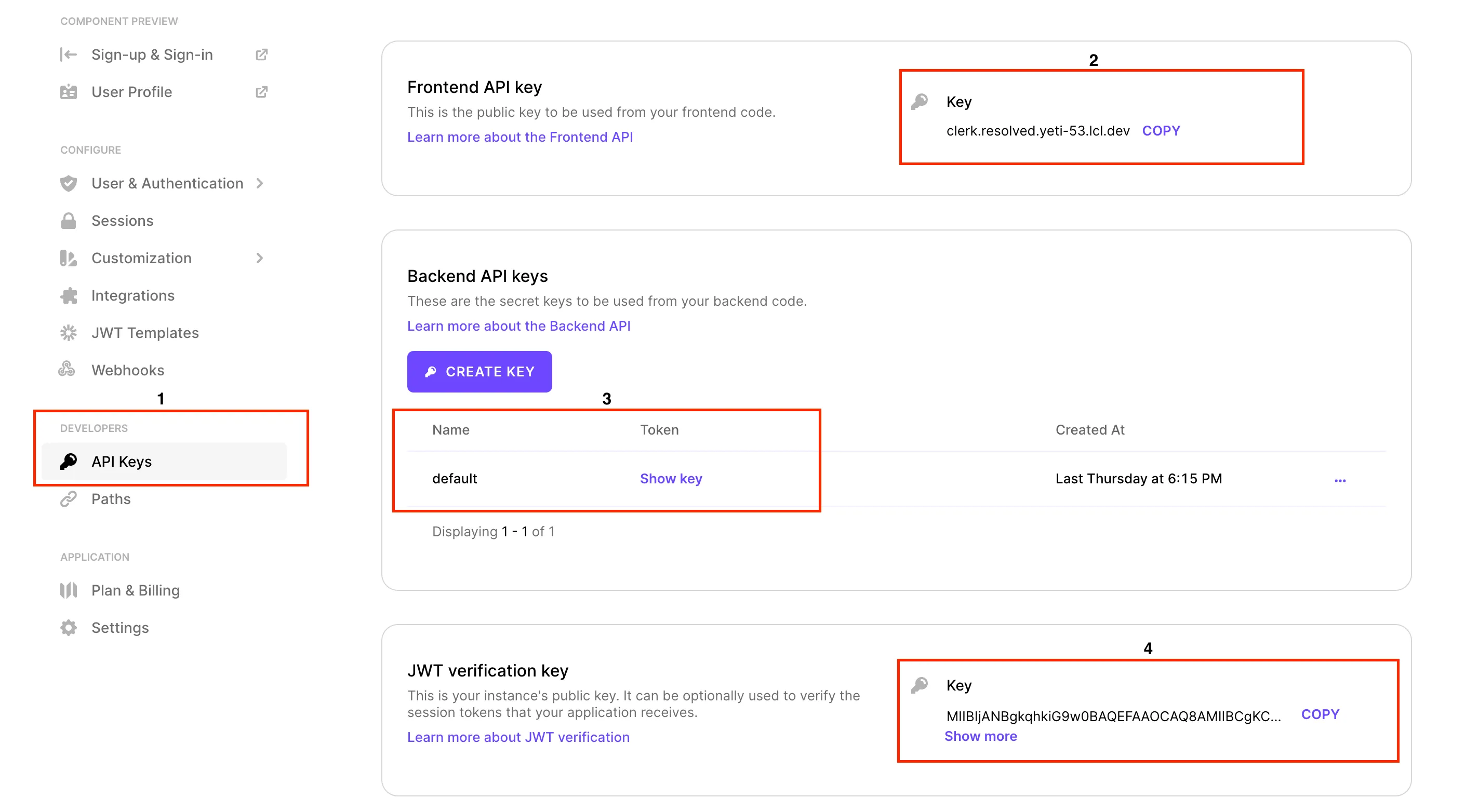 API Keys Page